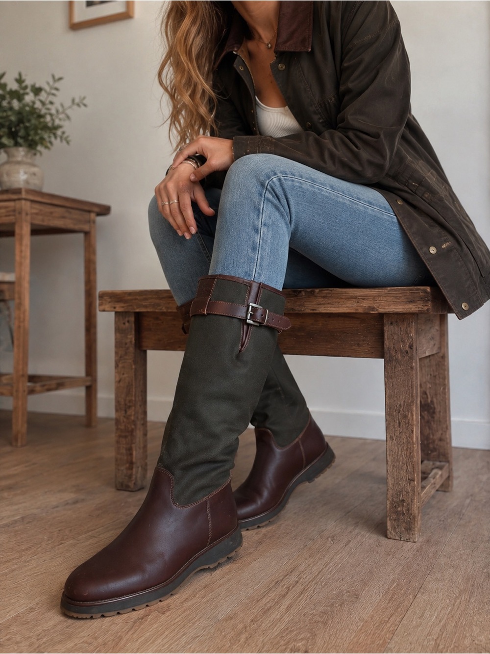 Vintage Magellan & Mulloy Equestrian Riding Boots Brown Leather & Canvas Size 40